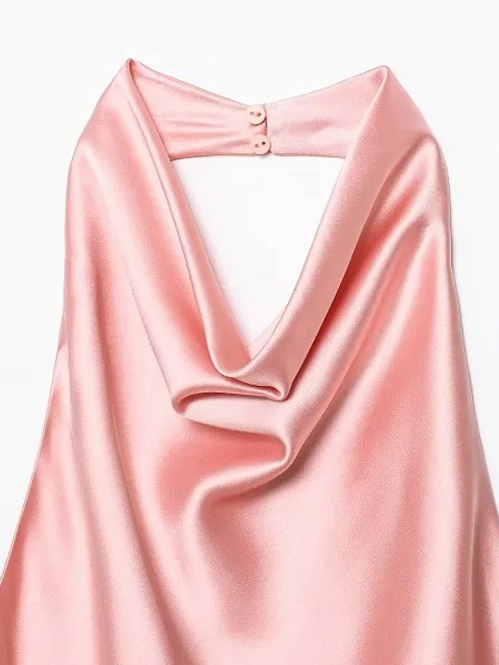 Satin Cowl Neck Halter Open Back Sleeveless Top 2