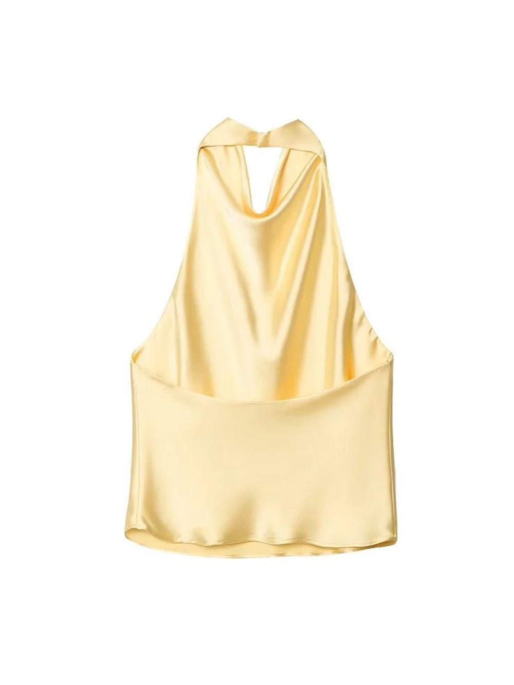 Satin Cowl Halter Neck Open Back Sleeveless Top 2