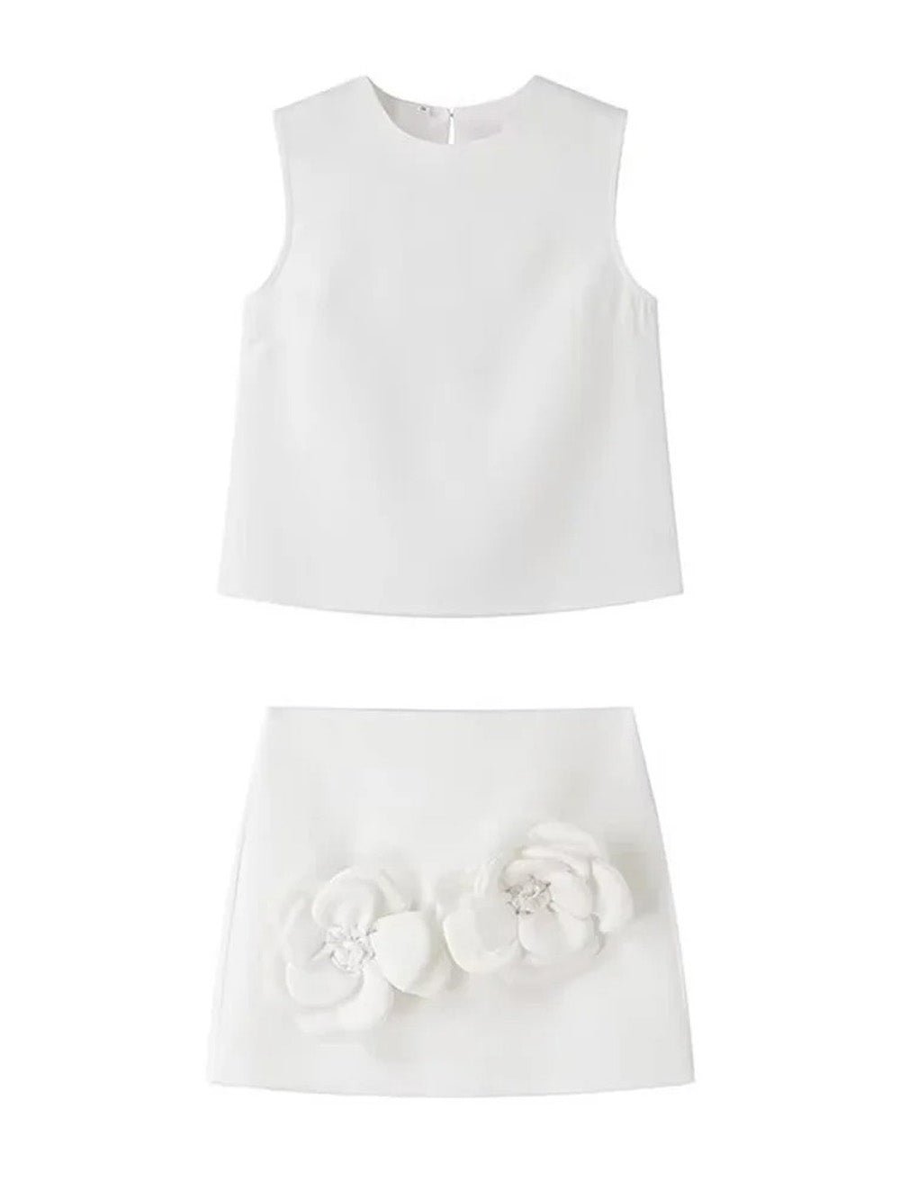 Elise Sleeveless Applique Top & Mini Skirt Set - Fashion Pov