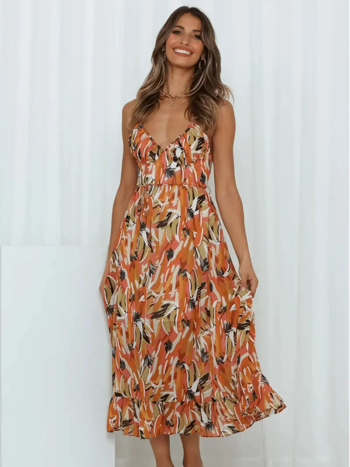 Statement Lorena Premium Chiffon Midi Dress Elevated Occasion Wear