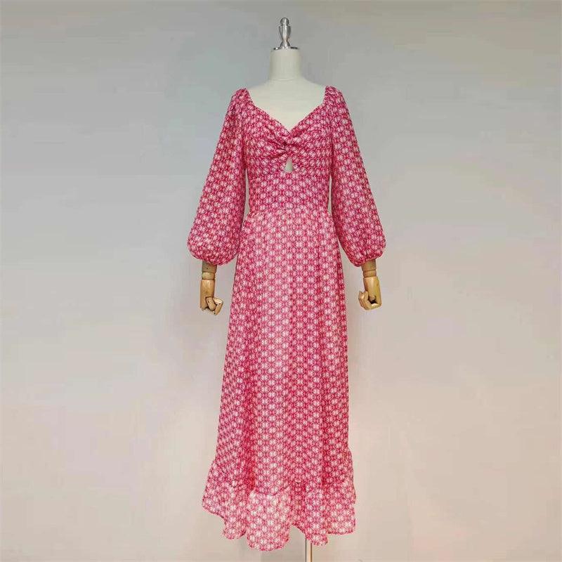 Ella Puff Sleeves Ruffle Hem Maxi Dress