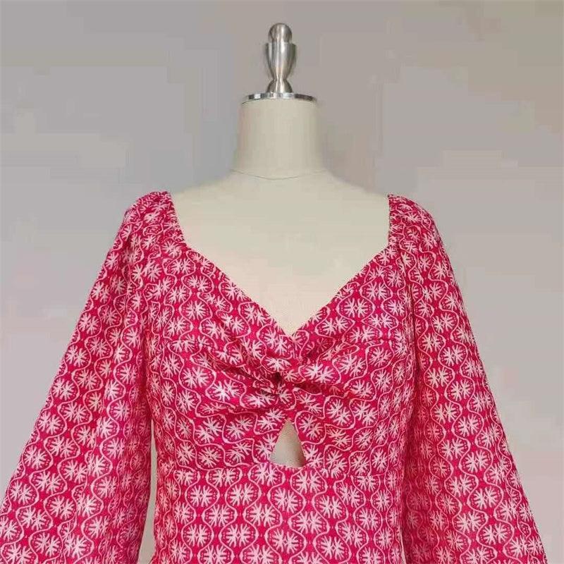 Ella Puff Sleeves Ruffle Hem Maxi Dress