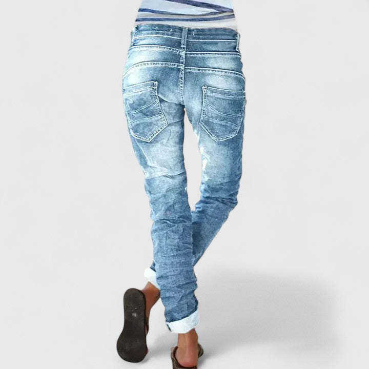 Faded Relaxed Fit Cuffed Boyfriend Jeans