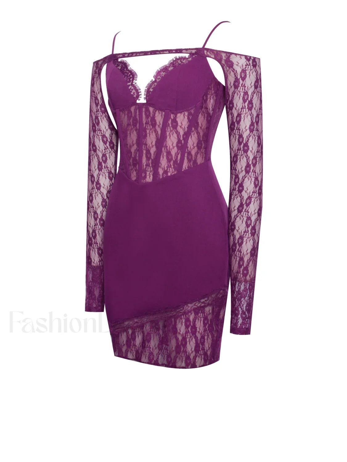 Elsie Purple Lace Charming and Crepe Mini Dress