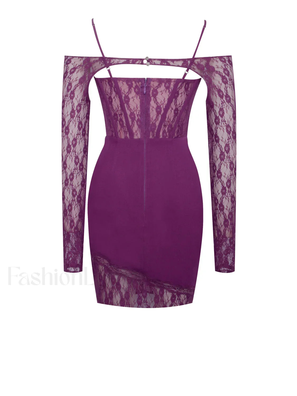 Elsie Purple Lace Charming and Crepe Mini Dress