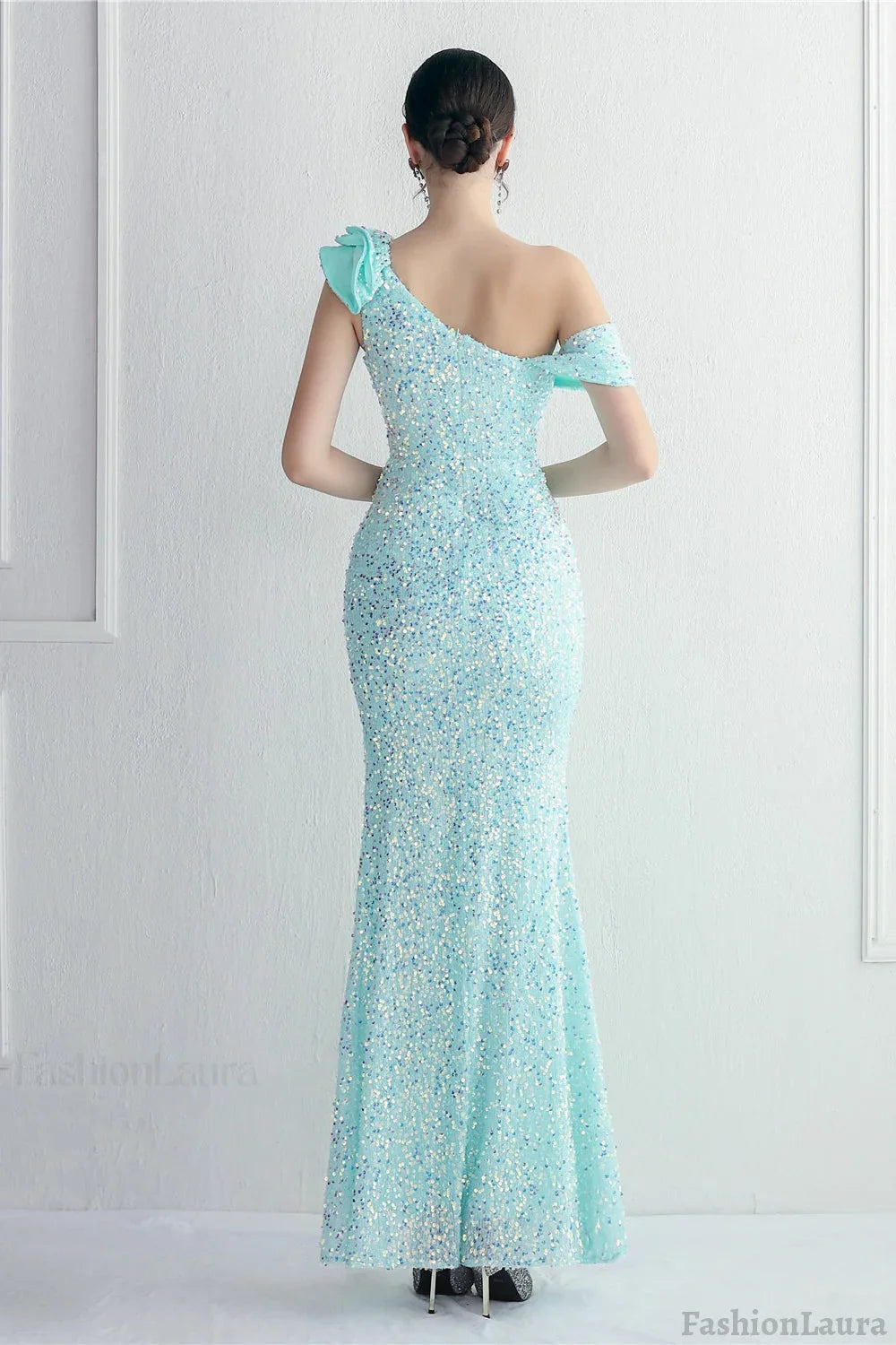 Embellished One Shoulder Mermaid Formal Dress