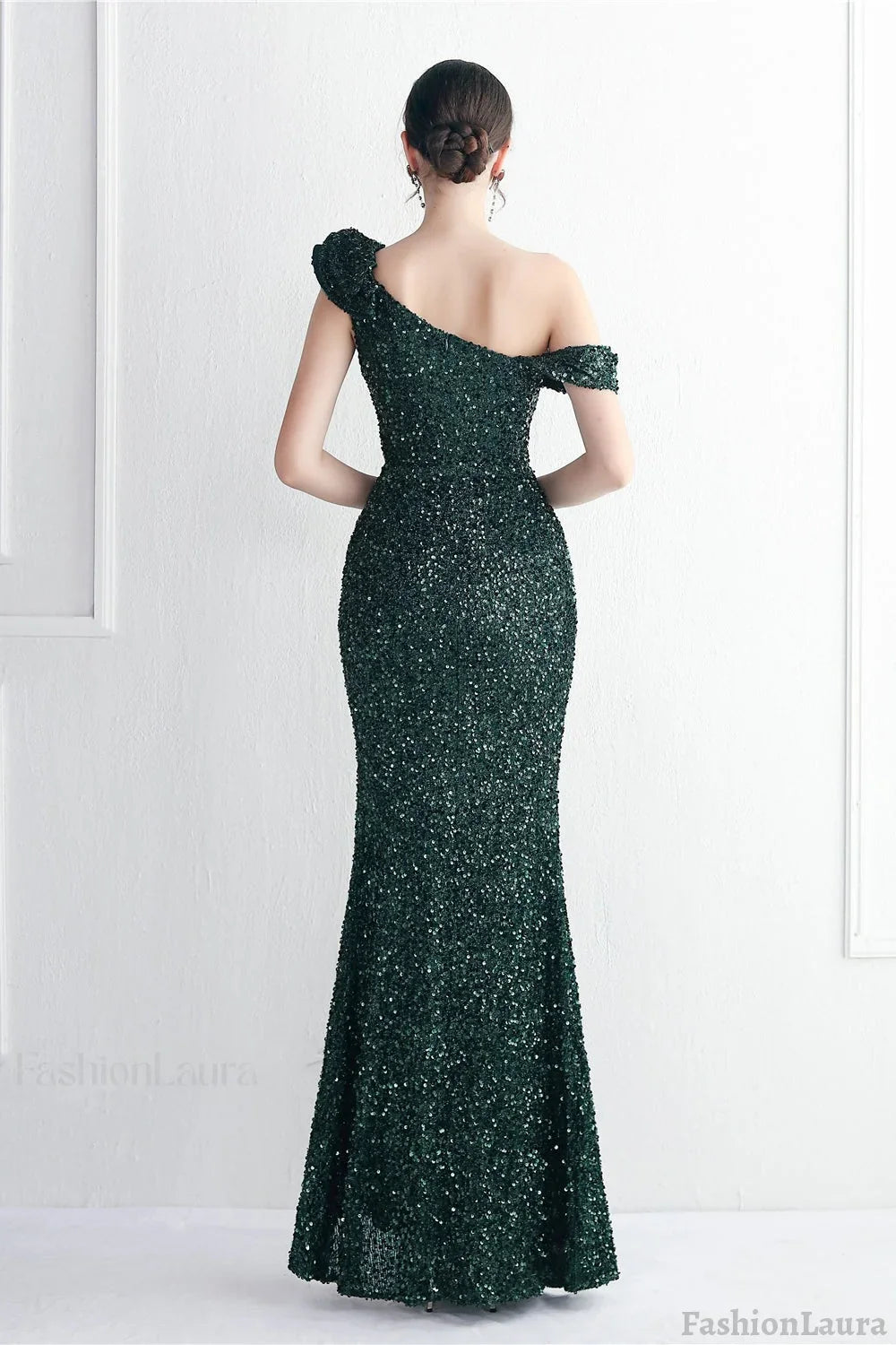 Embellished One Shoulder Mermaid Formal Dress