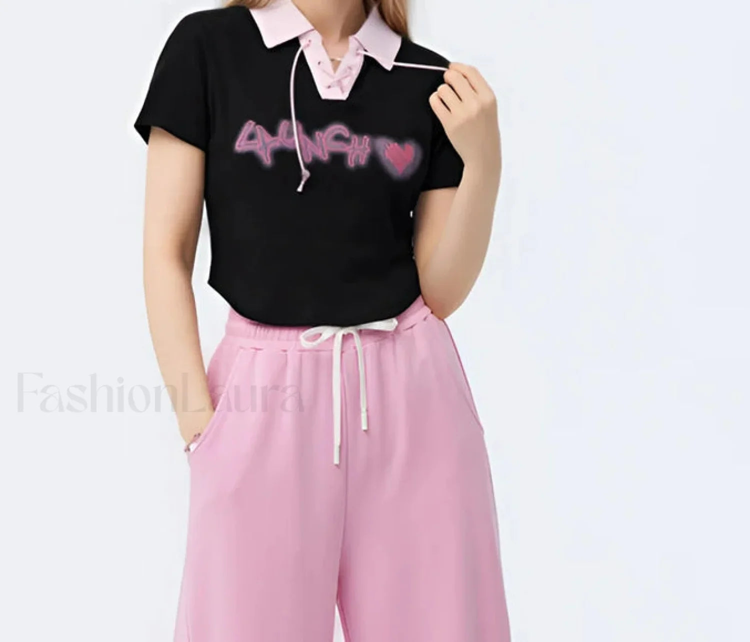 Embroidered Contrast Polo Cotton T-Shirt