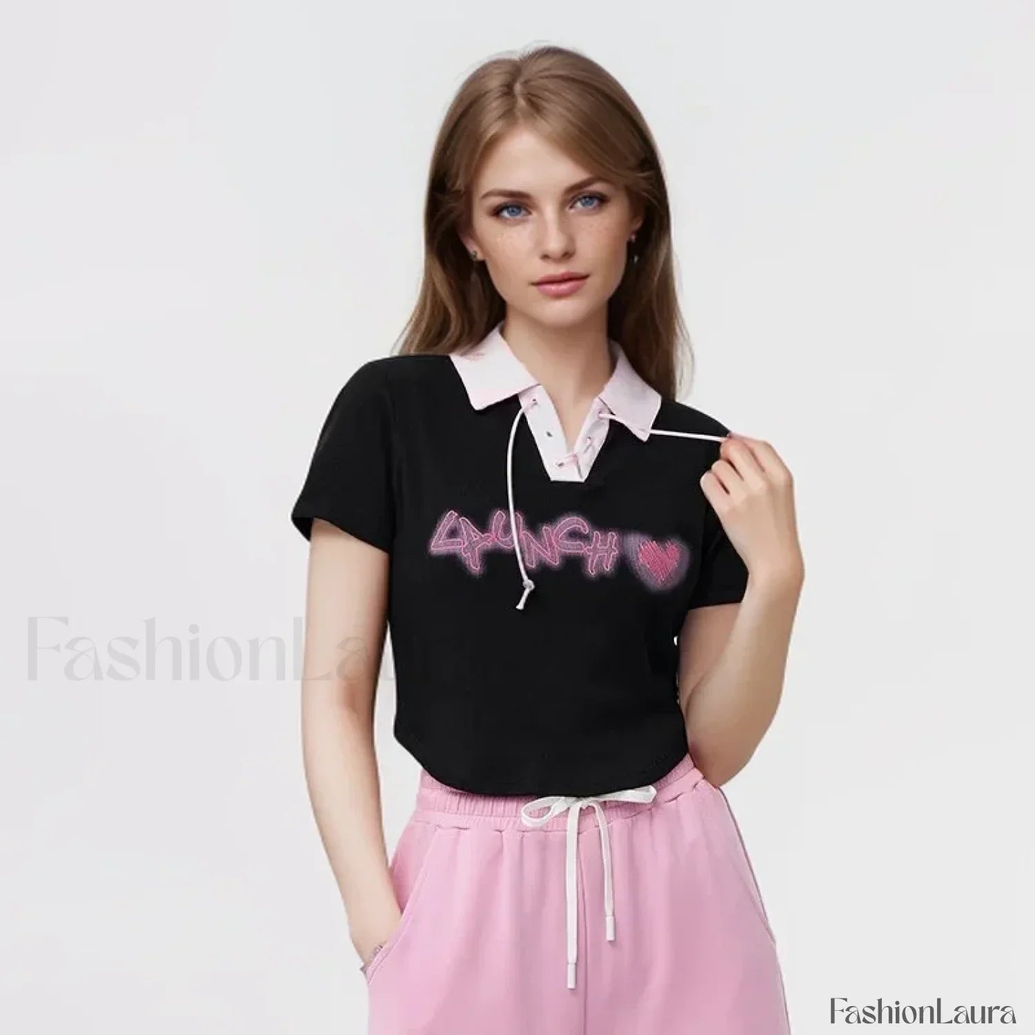 Embroidered Contrast Polo Cotton T-Shirt