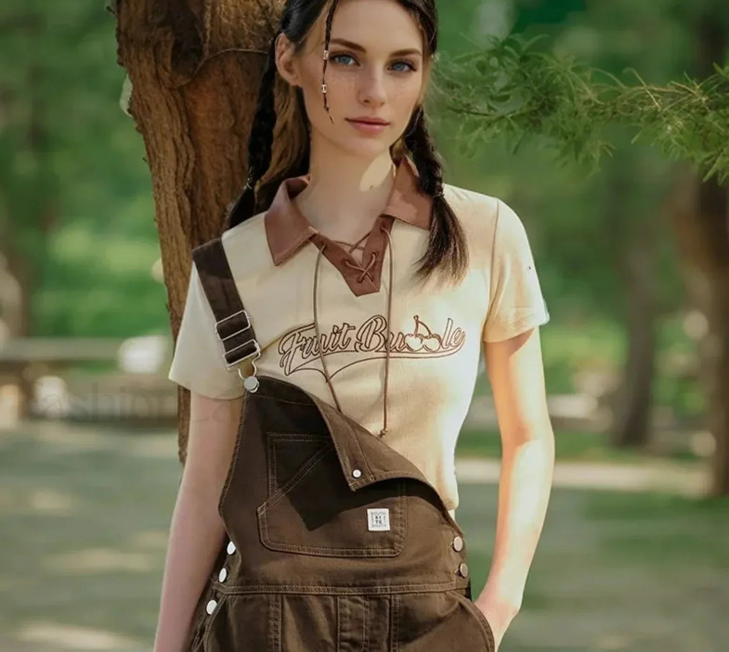 Embroidered Contrast Polo Cotton T-Shirt