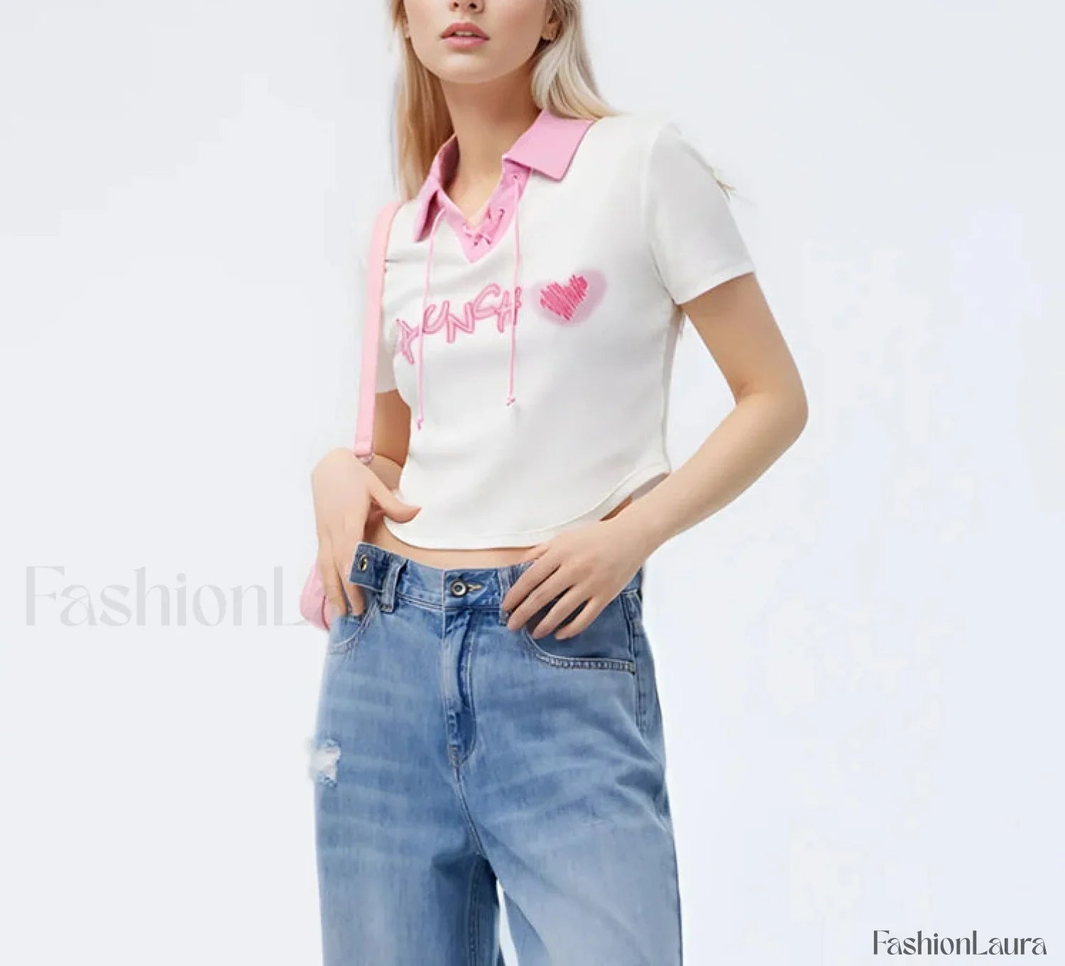 Embroidered Contrast Polo Cotton T-Shirt