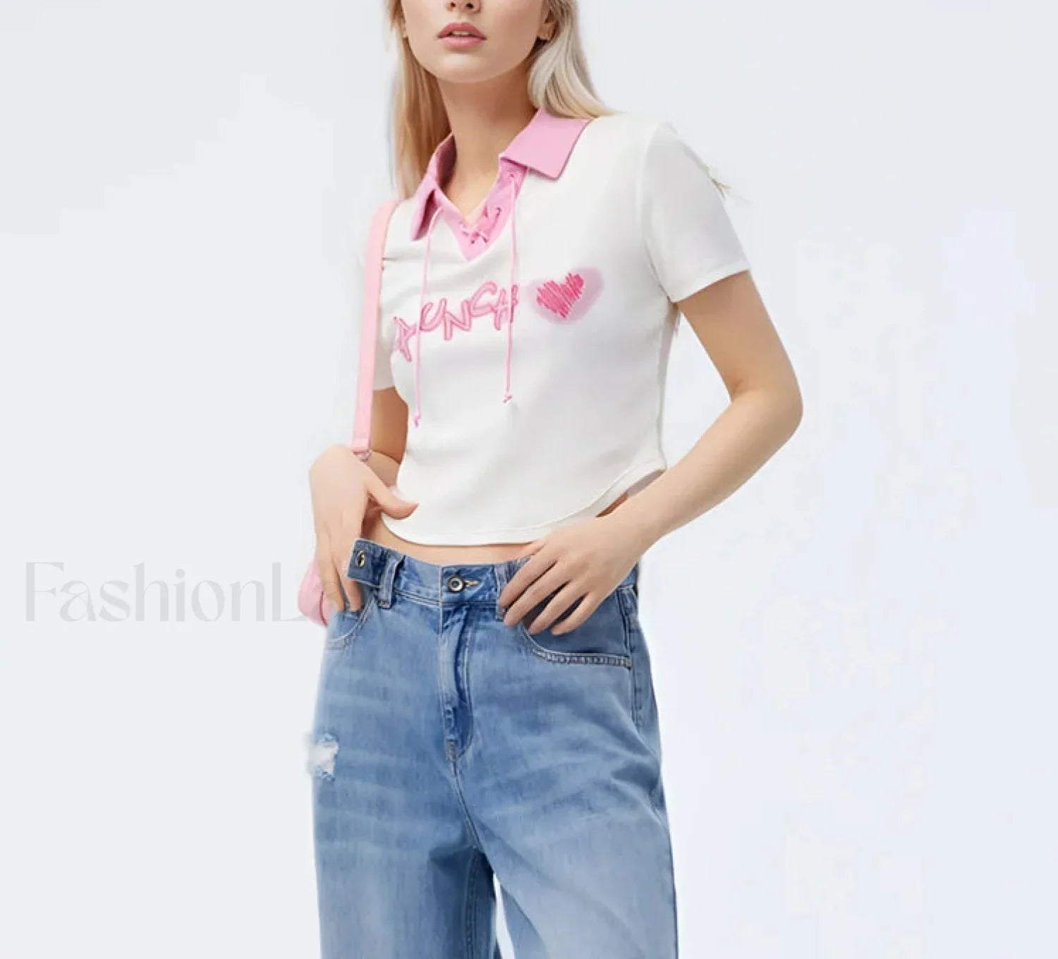 Embroidered Contrast Polo Cotton T-Shirt