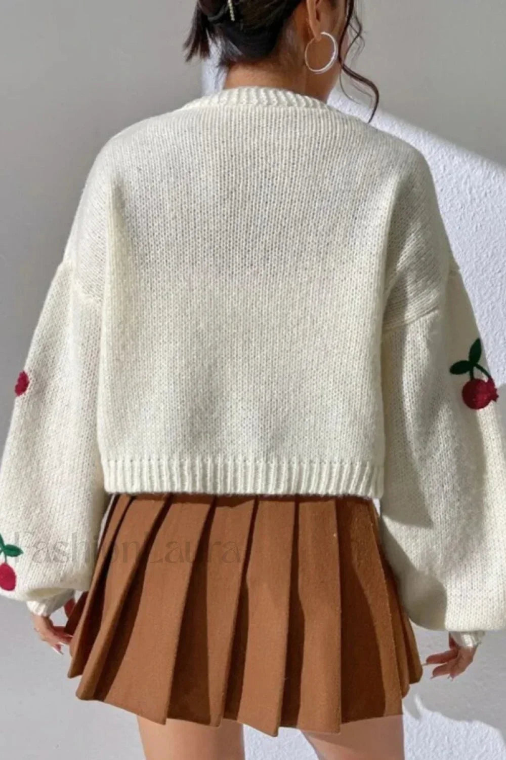 Embroidered Knit Open Front Sweater