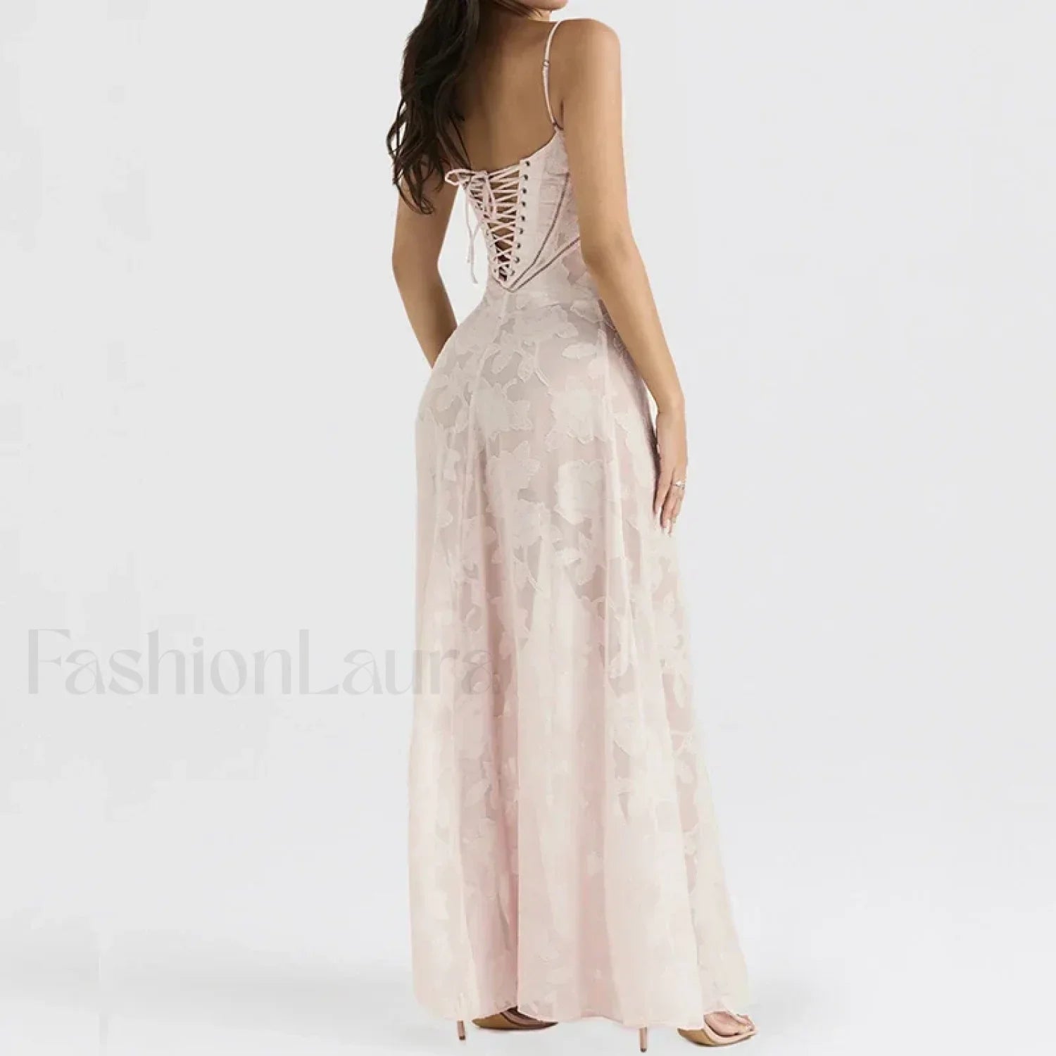 Embroidered Lace Off Shoulder Maxi Dress