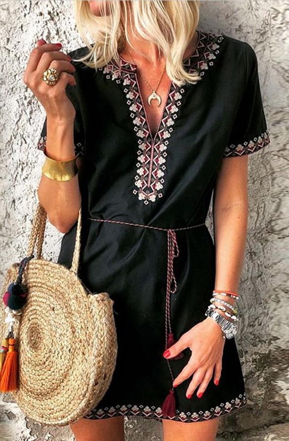 Polka Dot Printed Chiffon Dress with High Waist