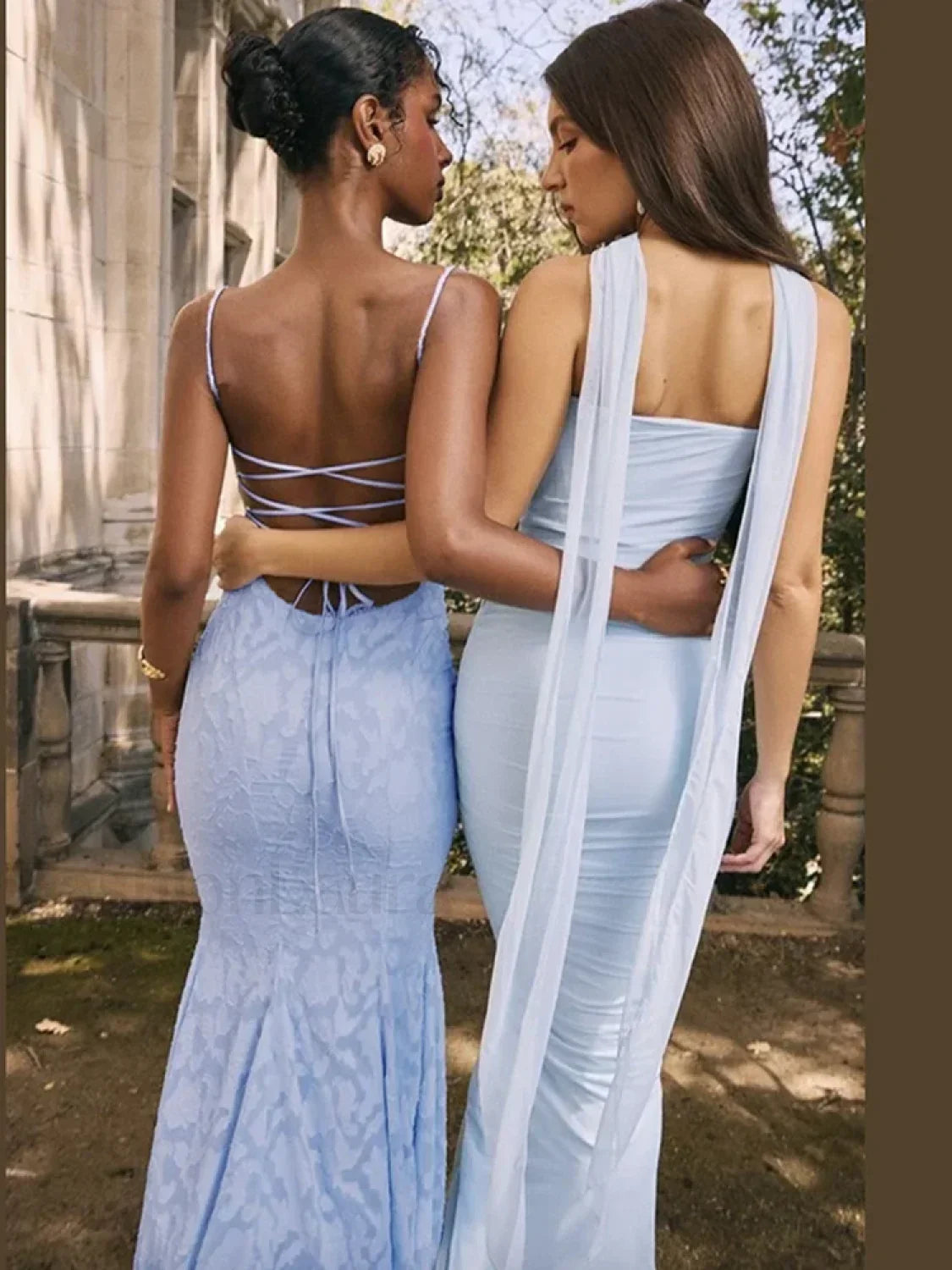 Embroidery Spaghetti Mermaid Maxi Dress