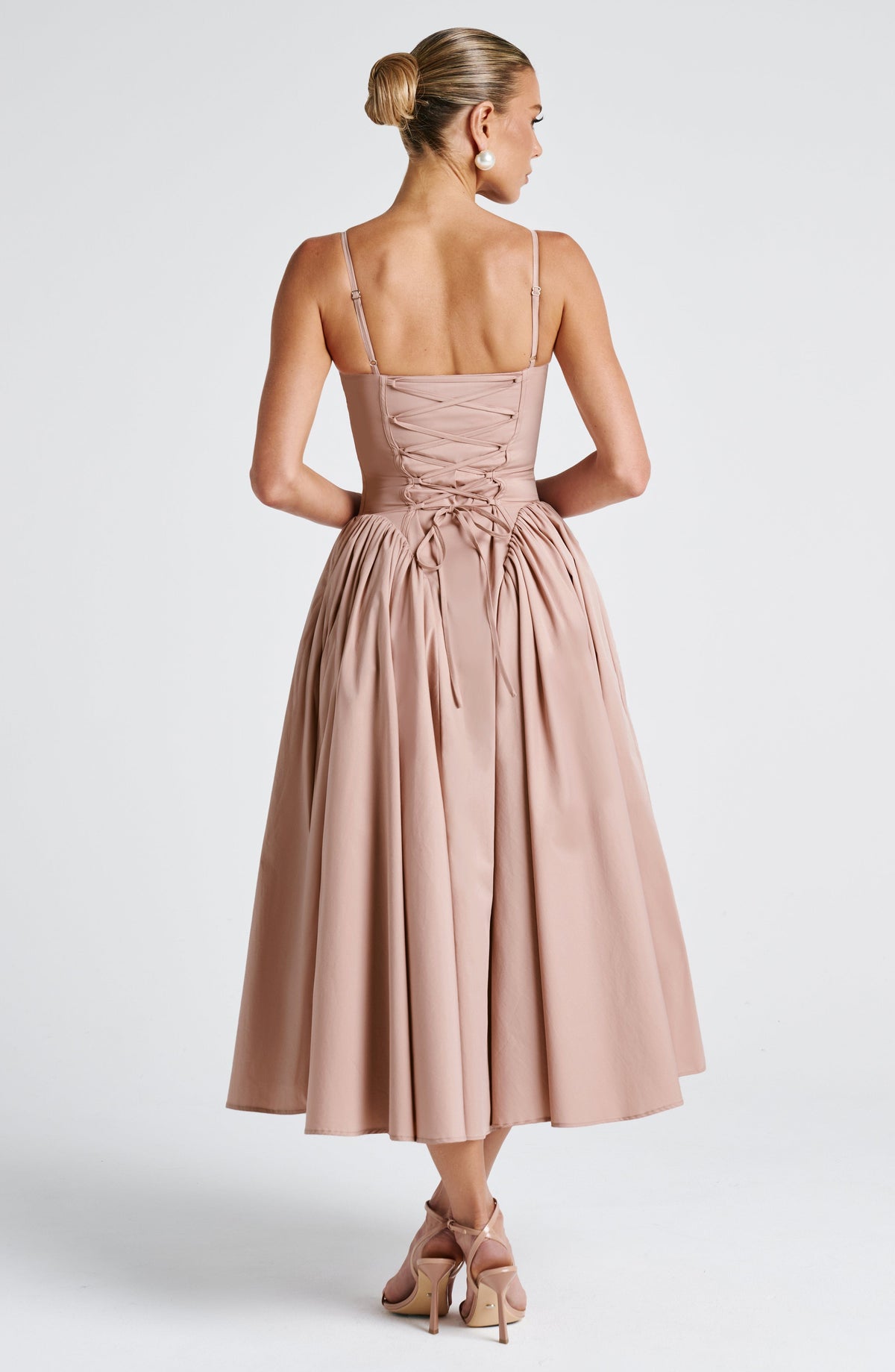 Sweetheart Cami Strap Basque Waist Full Skirt Midi Dress 2
