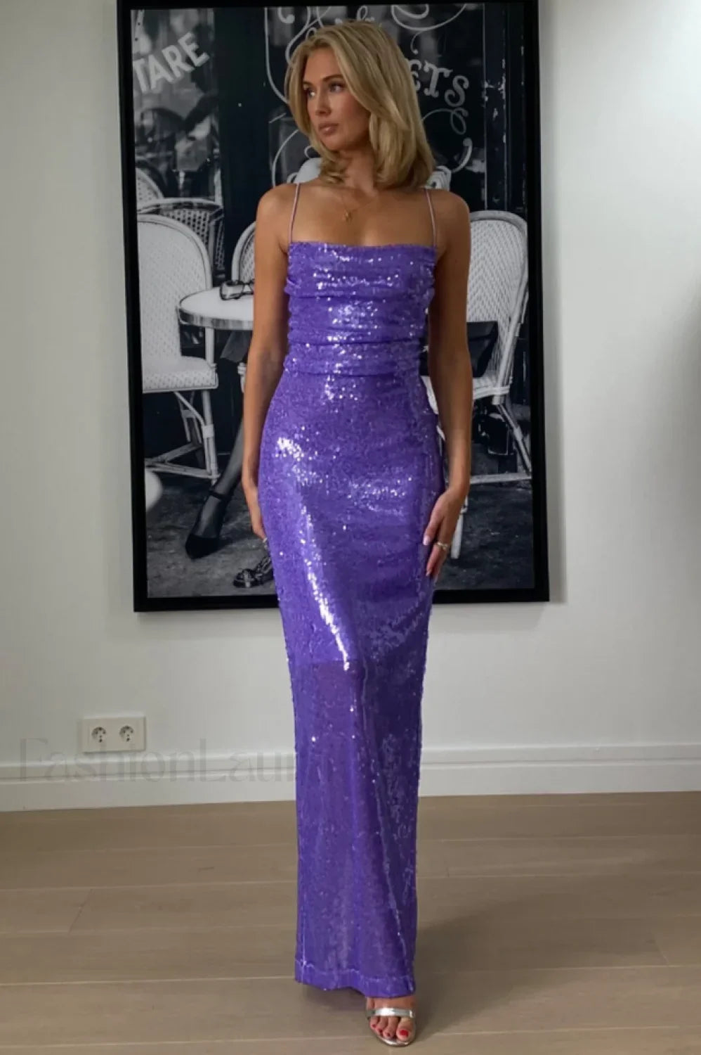 Emilina Sequin Stylish Backless Maxi Dress