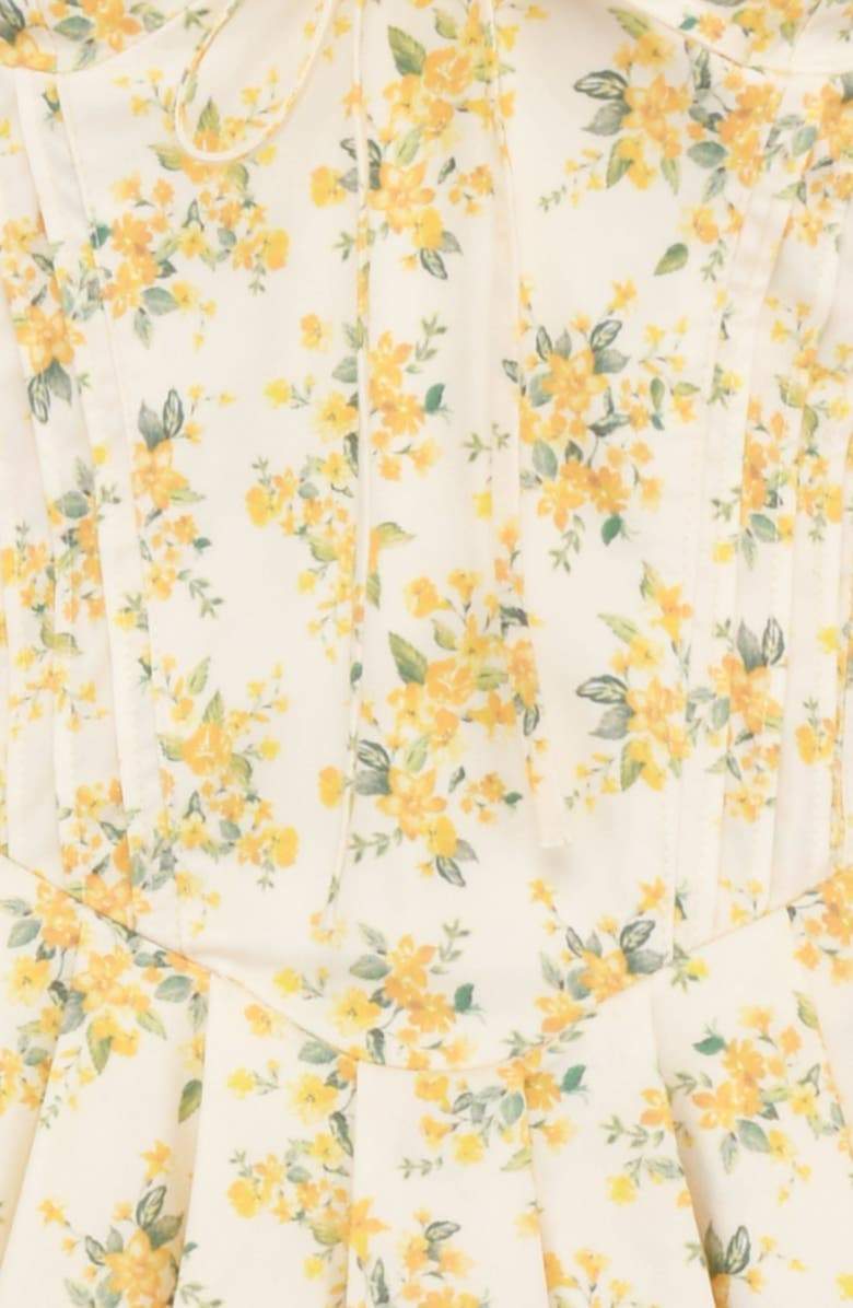 Floral Deep V-Neck Puff Sleeve Corset Tiered Mini Dress