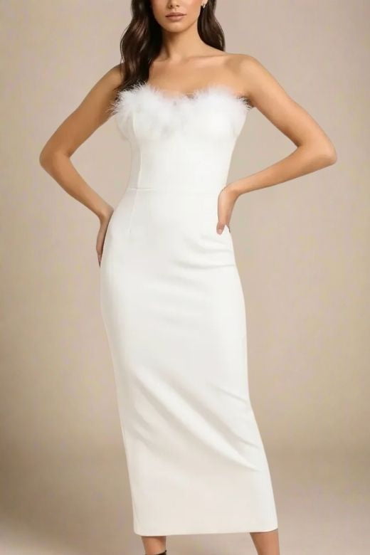 Erin Bandage Maxi Dress - White Pearl