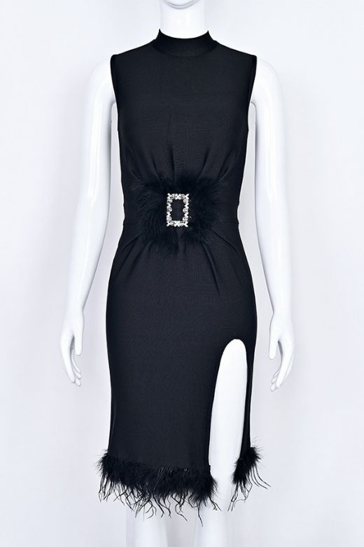 Erin High Neck Bandage Dress - Classic Black