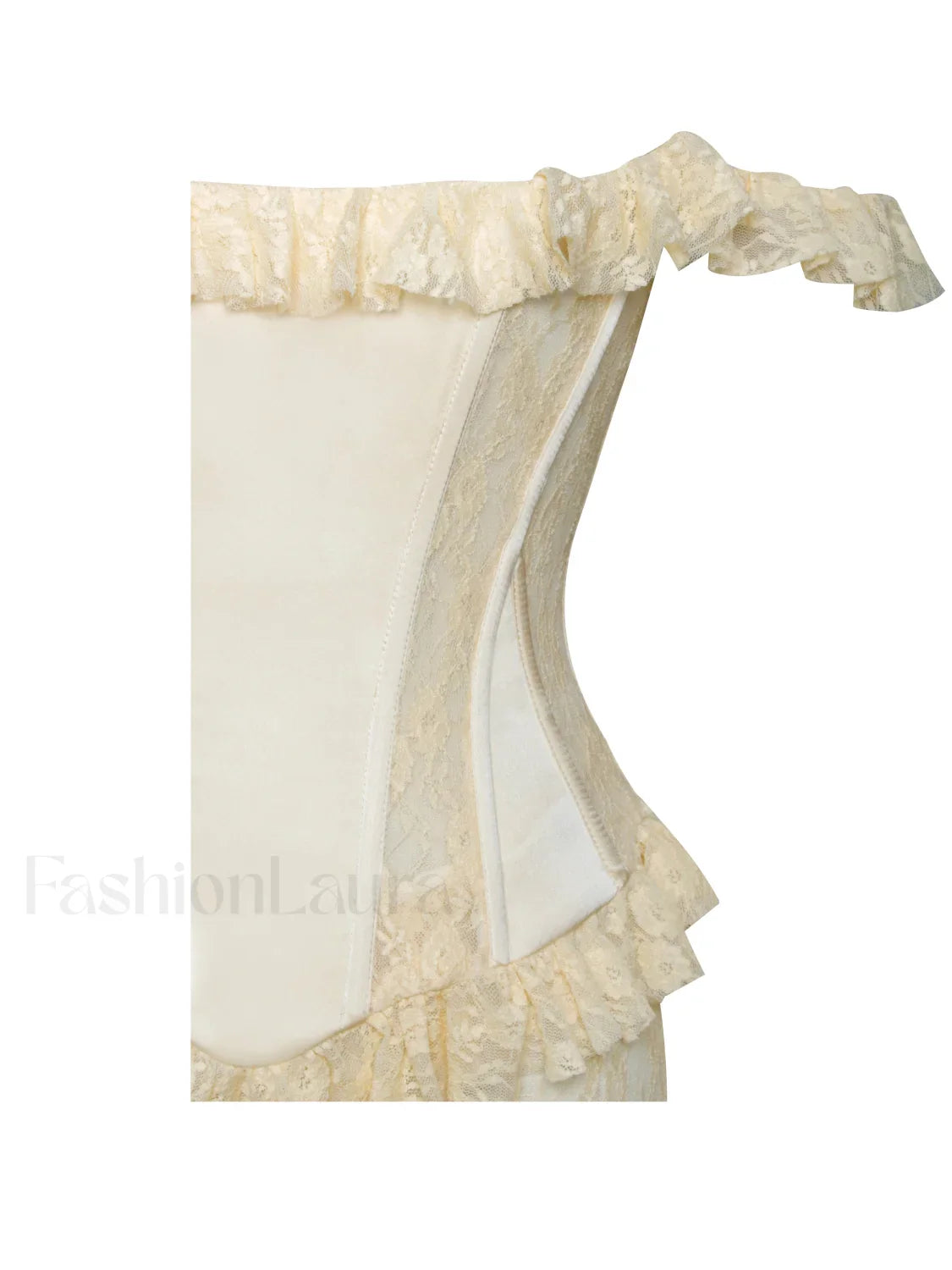 Ersilia Pale Yellow Satin Lace Trendy Peplum Corset Off Shoulder Maxi Dress
