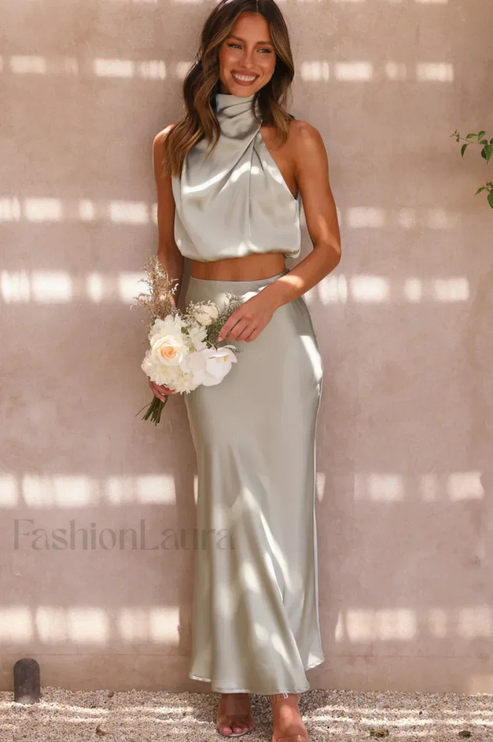 Esther Top + Charming Maxi Skirt Set S / Olive