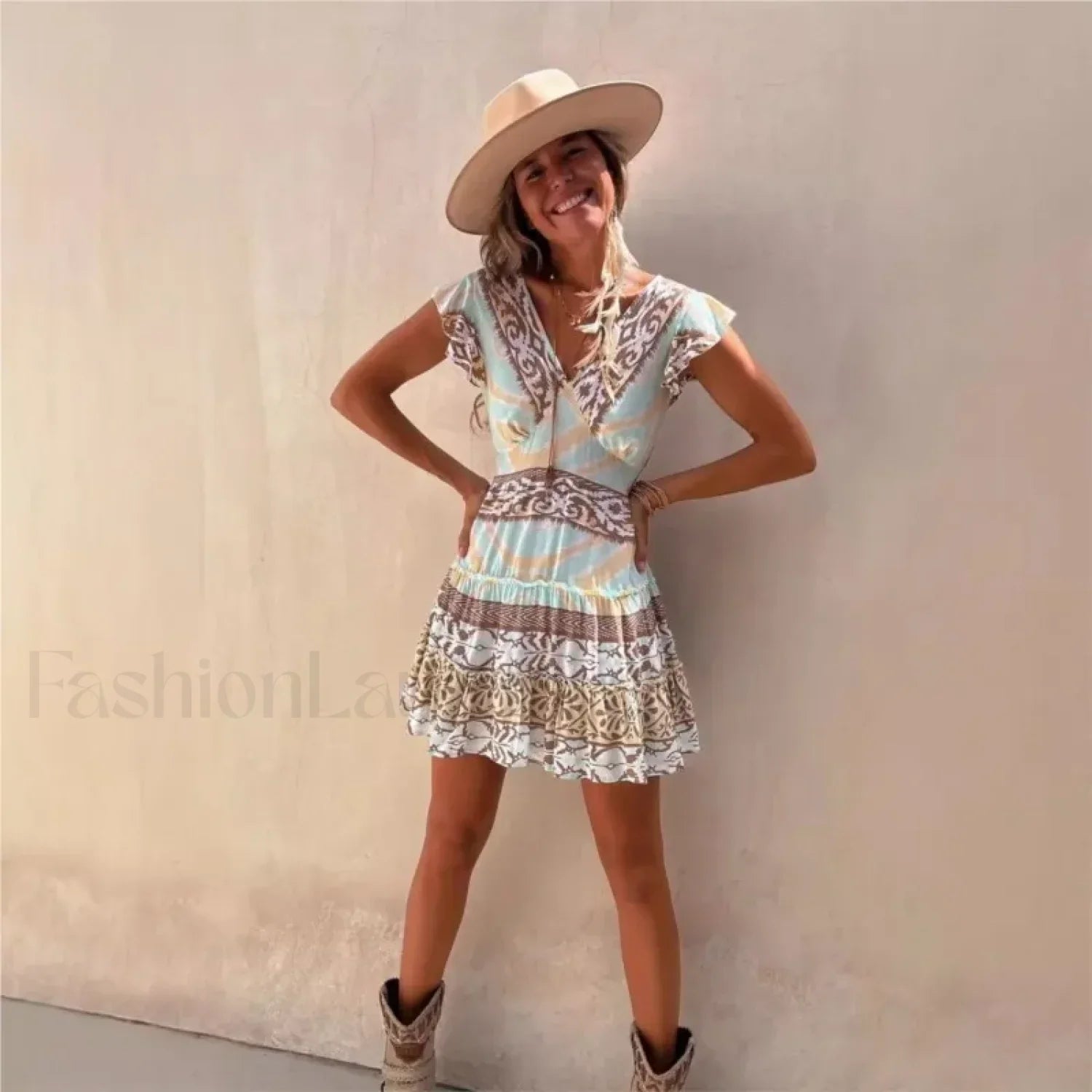 Ethnic Flying-Sleeve Boho Dress