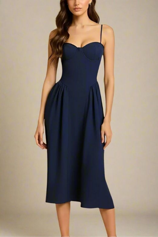Everly Midi Dress - Navy Blue