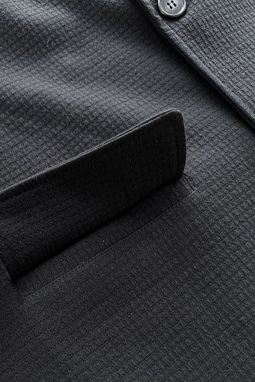 Waffle Textured Notch Lapel Two Button Oversized Blazer 10