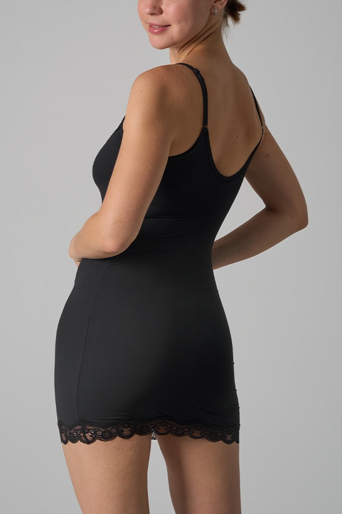 Lace Trim Spaghetti Strap Scoop Neck Bodycon Mini Dress