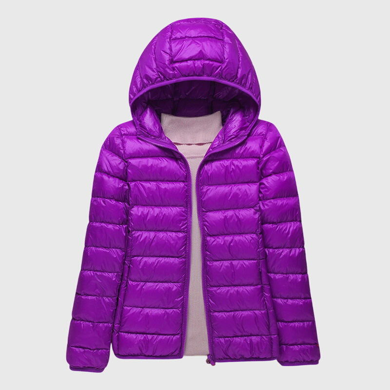 Hooded Zip Front Lightweight Quilted Puffer Jacket