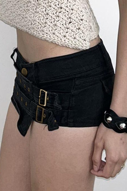 Asymmetrical Hardware Low Waist Shorts