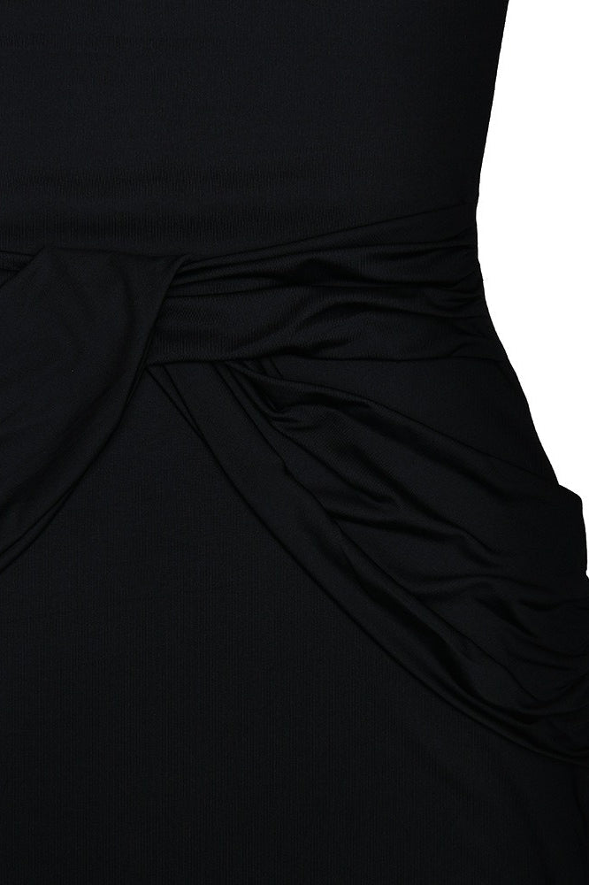 Crew Neck Long Sleeve Draped Tie Waist Bodycon Maxi Dress 10