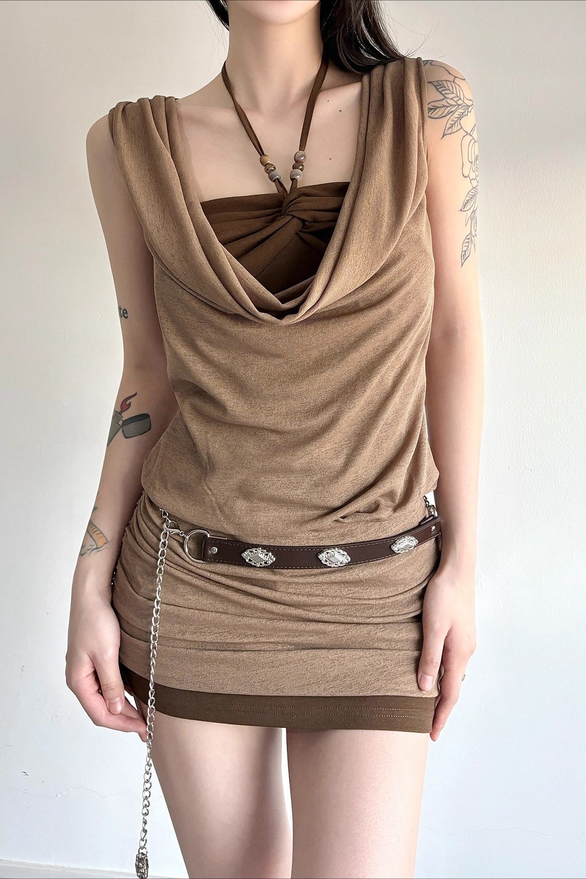 V-Neck Sleeveless Bodycon Mini Dress