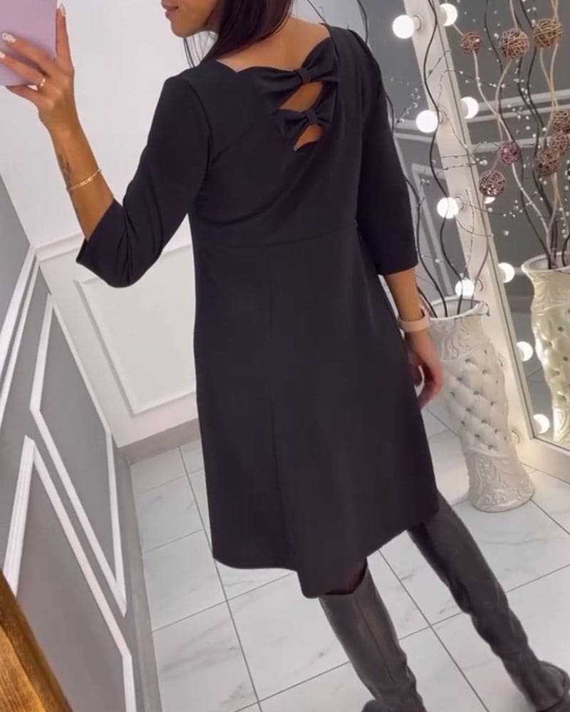 V-Neck Wrap Short Sleeve A-Line Midi Dress