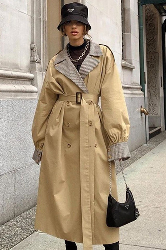 Double Breasted Patchwork Trench Coat