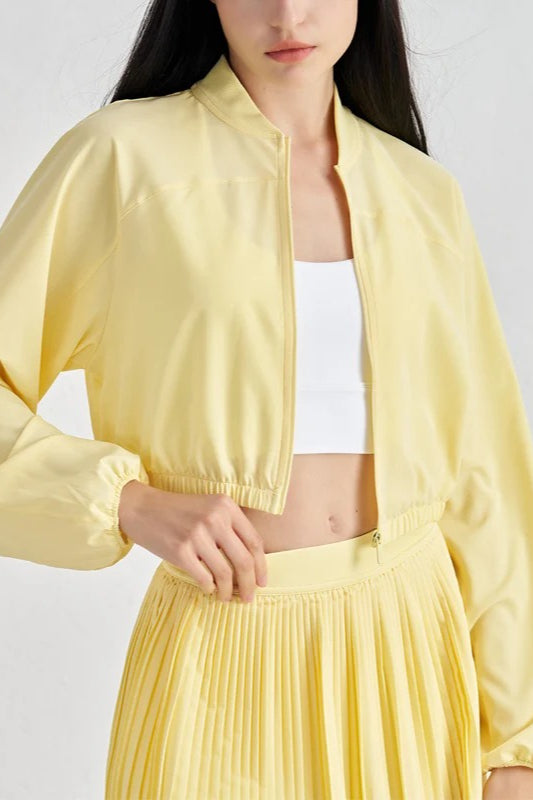 Cropped Zip-Up Athletic Jacket