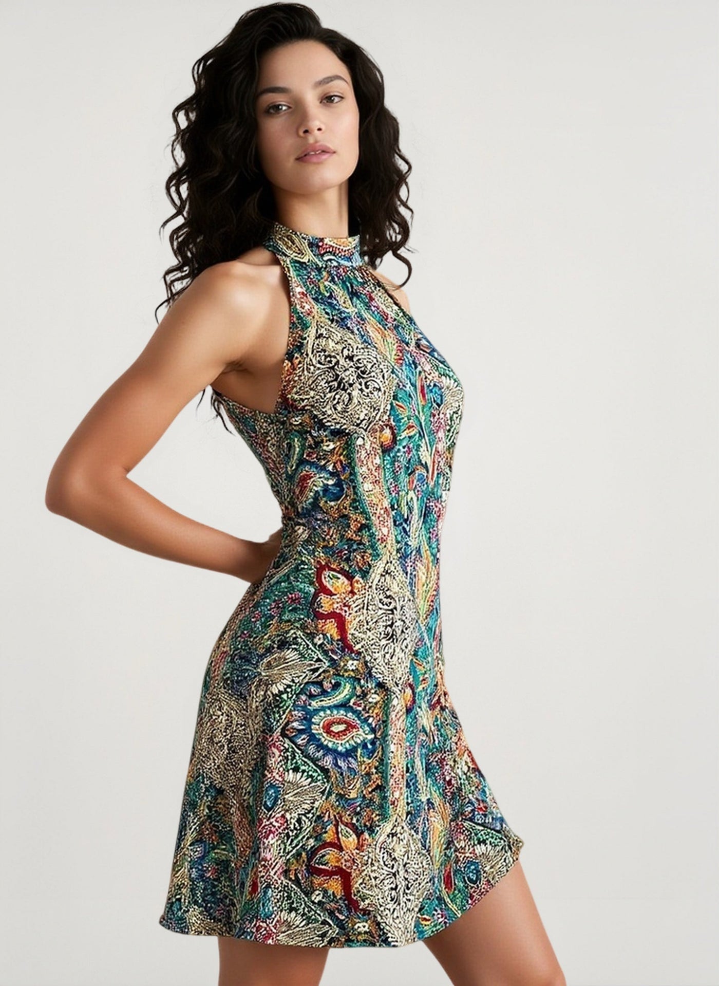 Bohemian Halter Sleeveless Pullover Boho Dress