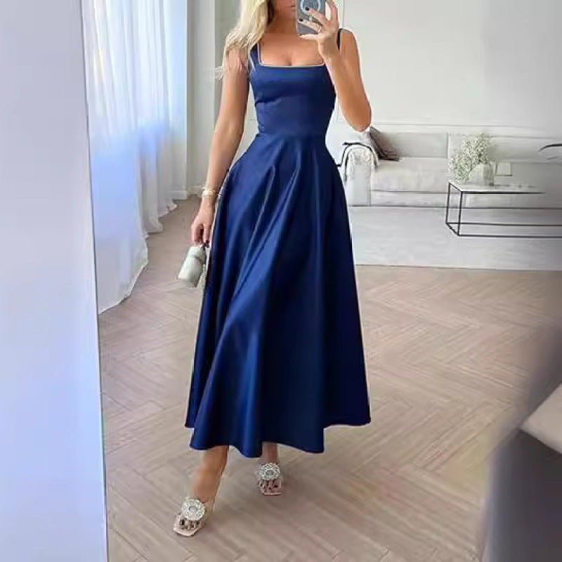 Strapless Satin Beaded Neckline Pleated A-Line Ball Gown