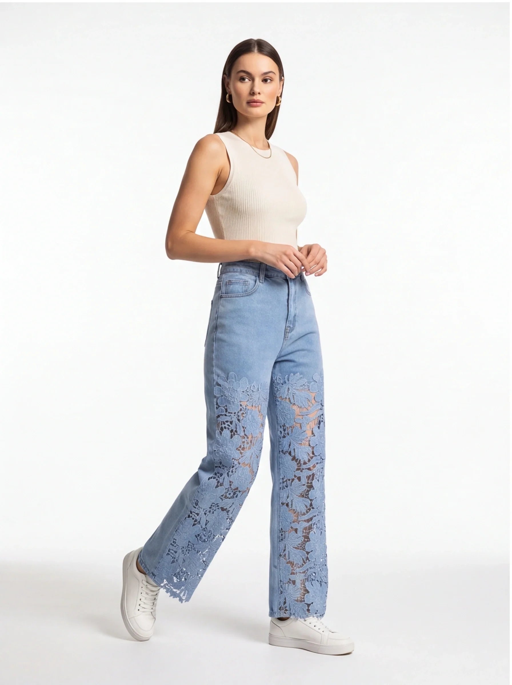 Jamota High-Waist Wide-Leg Jeans With Stretch Fabric For Comfort And Style Everyday Elegance