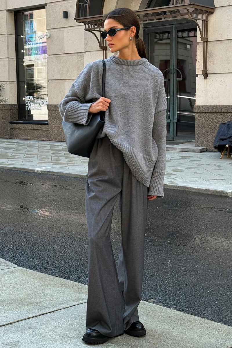 Casual Solid Color Pullover Sweater