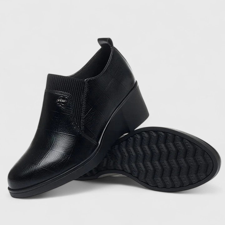 Pointed Toe Slip On Wedge Heel Ankle Shoes