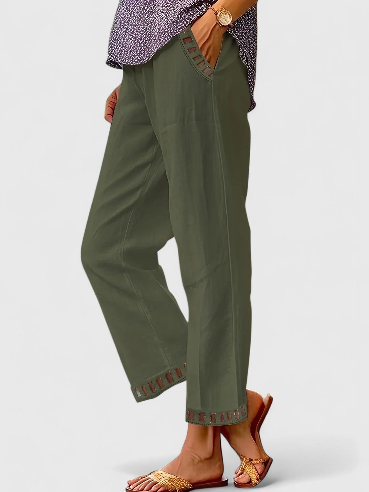 Ladder Trim Straight Leg Pants