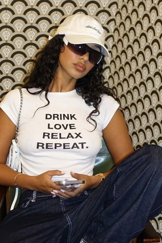 Cropped Letter Print Crewneck T-Shirt