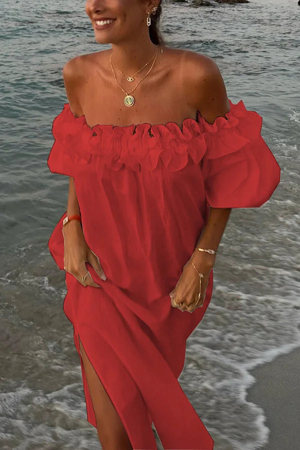 Timeless Halima Shoulder Hugging Midi Dress Premium Wardrobe Essential