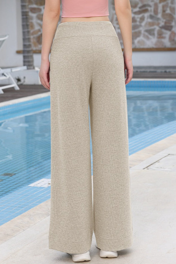 High Waist Draping Wide Leg Knit Pants