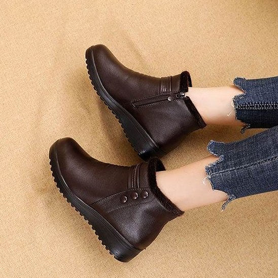 Orthopedic Snow Boots Women Leather Ankle Shoes