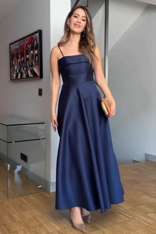 Spaghetti Strap Fit and Flare A-Line Midi Dress