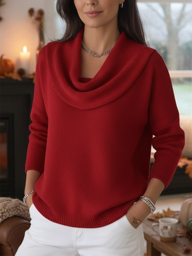Cowl Neck Long Sleeve Knit Sweater